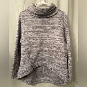 Anthropologie size XS extra small cowl neck grey sweater fleece flare hi low